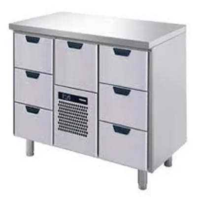 Porkka Kæliskúffuborð 7 skúffur á hjólum 126x65x9 