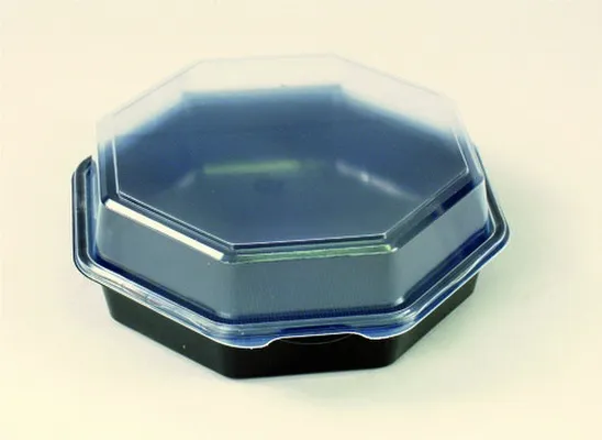 Áttkanta plastbox svart m/loki 19x6cm 270stk