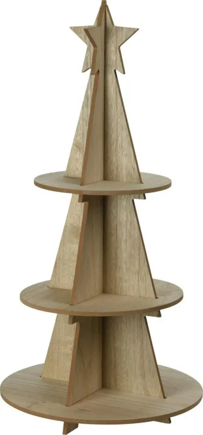 Diskur 3ja hæða jólatré viður 29x60cm