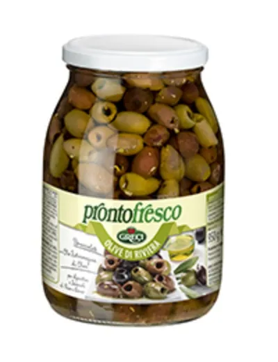 Ólífur blandaðar í ólífuolíu steinlausar 950g Greci