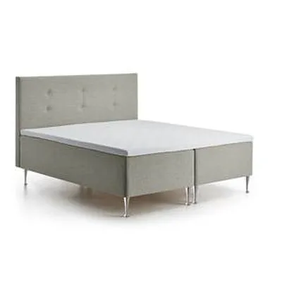 TEMPUR RELAXATION Box rúm með one yfirdýnu 180x200cm mjúkt grátt með 19cm króm fótum