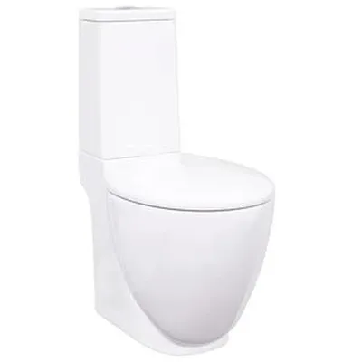 vidaXL Postulínsklósett Hringlaga með Vatnsrennsli í Botni Hvítt