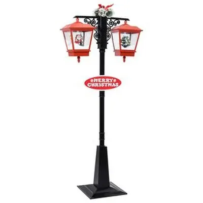 vidaXL Jólaljósastaur með Jólasveini Svartur og Rauður 81x40x188 cm PVC