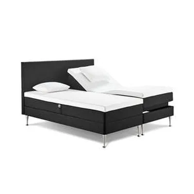 TEMPUR DUAL Stillanlegt rúm með pro plus yfirdýnu 180cm dökkgrátt mjúkt/stíft með 19cm króm fótum