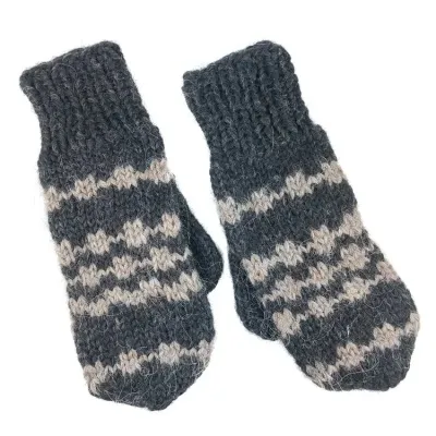 Icelandic Wool Mittens 3 Dark Brown - L / XL