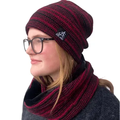 Beanie & Scarf / Red & Black - Only Scarf