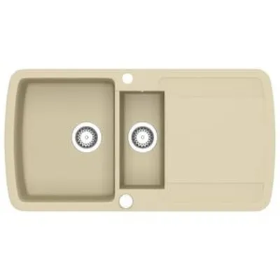 vidaXL Granít Eldhúsvaskur Tvær Handlaugar Drappaður