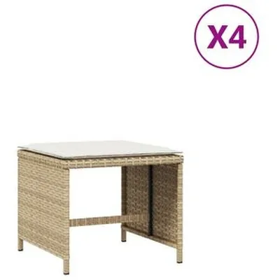 vidaXL Garðkollar Með Sessum 4 stk. 41x41x36 cm Pólýrattan Drappaður