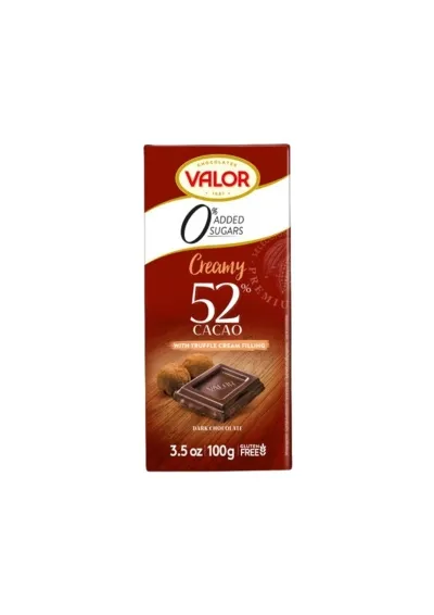 Valor Creamy Dökkt súkkulaði 52%Kakó með trufflu fyllingu 100g
