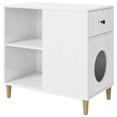 vidaXL Katta hús Glansandi Hvítur 72 x 42.5 x 70 cm Samsettur viður