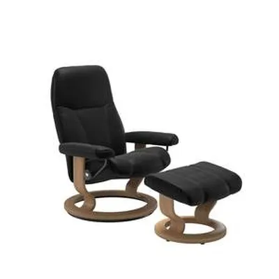 STRESSLESS CONSUL M Hægindastóll og skemill, Classic eikar fætur