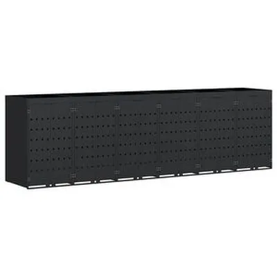 vidaXL Rúlluskápur fyrir 6 ruslatunnur Svartur 408 x 77,5 x 121,5 cm