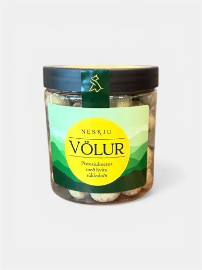 Neskju völur – pistasíuhnetur m/ hvítu súkkulaði
