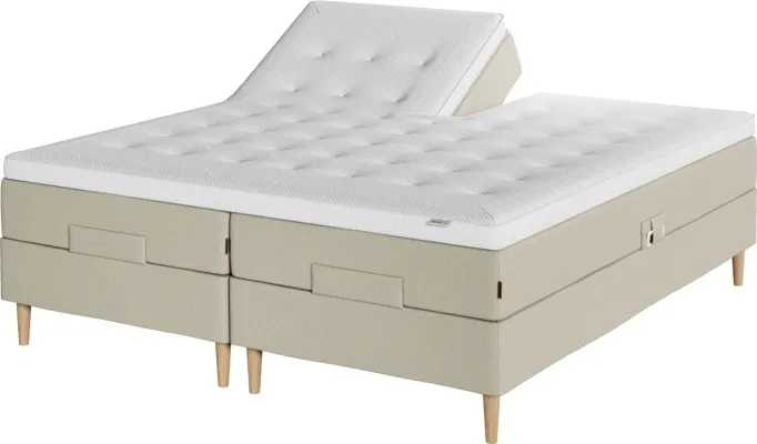 TONDRA stillanlegt rúm án fóta 180x200 cm + BRYA yfirdýna split Sand-91