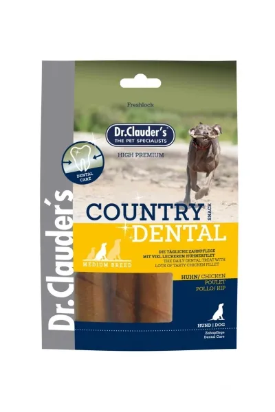 Dr. Clauder´s  COUNTRY DENTAL Snack Medium Breed, 120 gr Bein - Kjúklingur