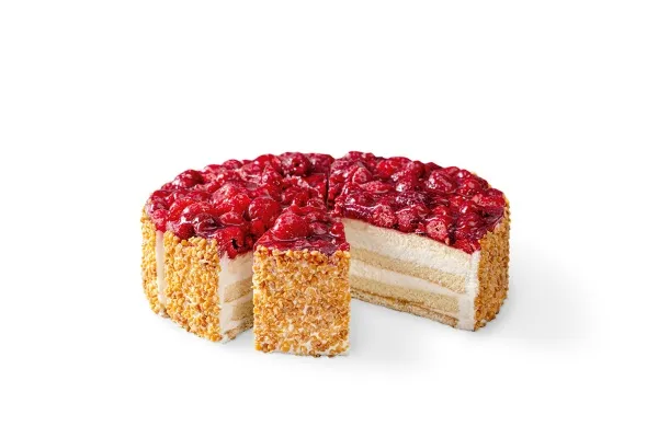 Hindberja- og rjómaostaterta 12 sneiðar Ø: 24cm