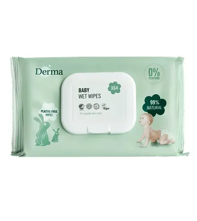 Derma Baby Wet Wipes blautklútar 0% 64st (12)